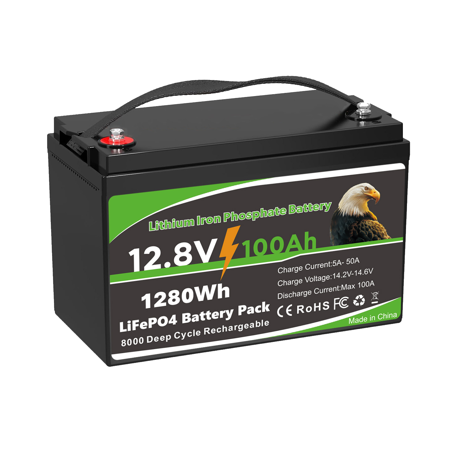 12V 100Ah 1280WH Waterproof for Outdoors