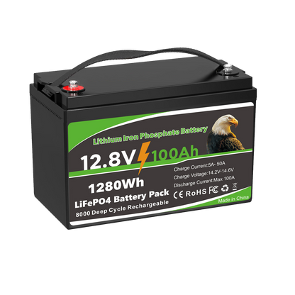 12V 100Ah 1280WH Waterproof for Outdoors