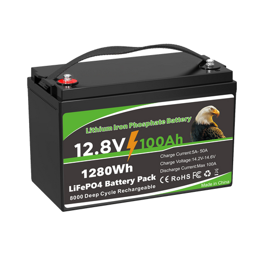12V 100Ah 1280WH Waterproof for Outdoors